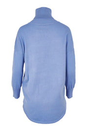 Product shot of the Fleur Roll Neck Jumper in colour Powderblue (Blue), from the back