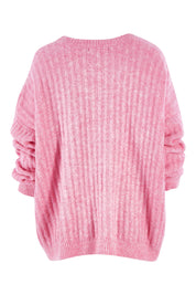 Product shot of the Kayla Knit Jumper in colour Floss (Pink), from the back