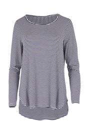 Product shot of the Evanna L/S Top in colour Navywhite (Blue), from the front