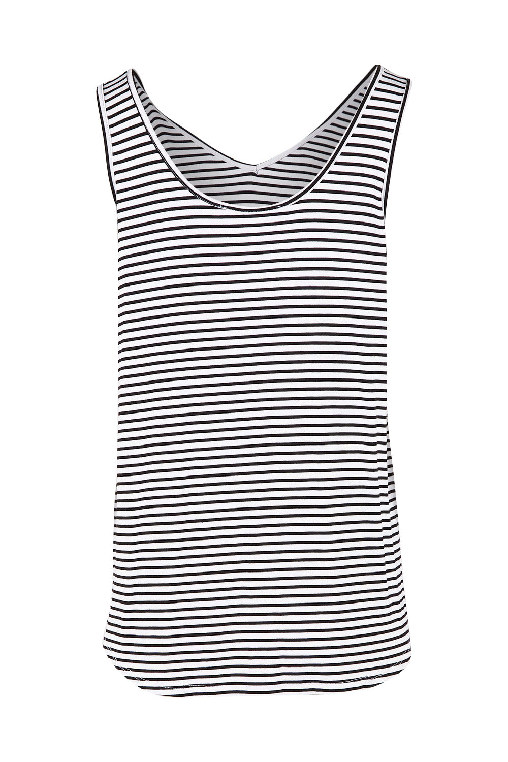 Product shot of the Sirena Reversible Tank in colour Noirstripe (White), from the back
