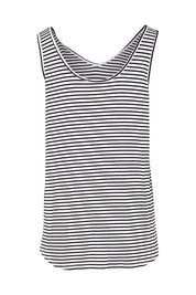 Product shot of the Sirena Reversible Tank in colour Noirstripe (White), from the back