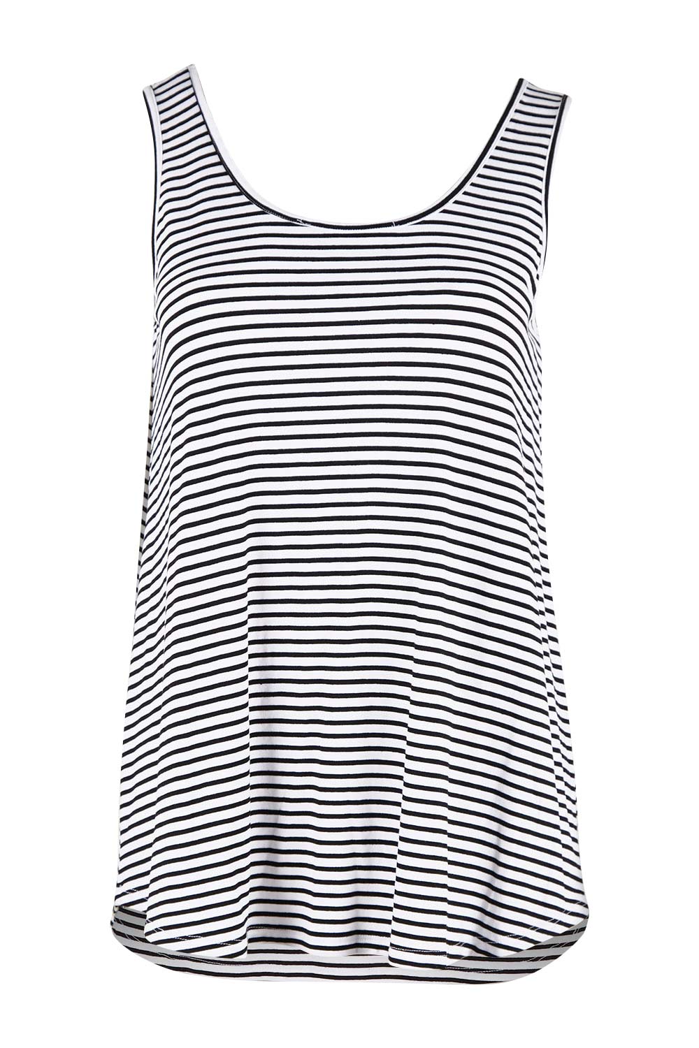 Product shot of the Sirena Reversible Tank in colour Noirstripe (White), detail
