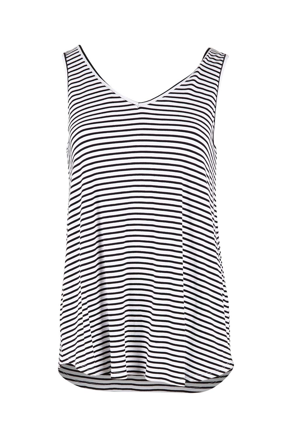 Product shot of the Sirena Reversible Tank in colour Noirstripe (White), from the front