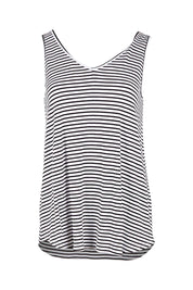Product shot of the Sirena Reversible Tank in colour Noirstripe (White), from the front