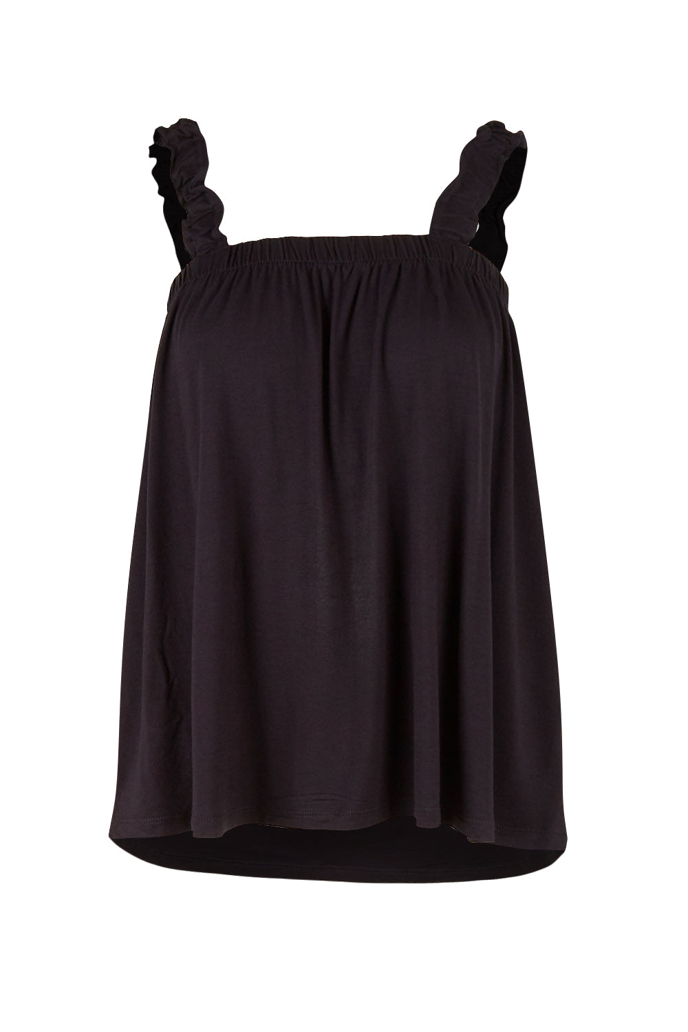 Product shot of the Susie Tank in colour Black (Black), from the front