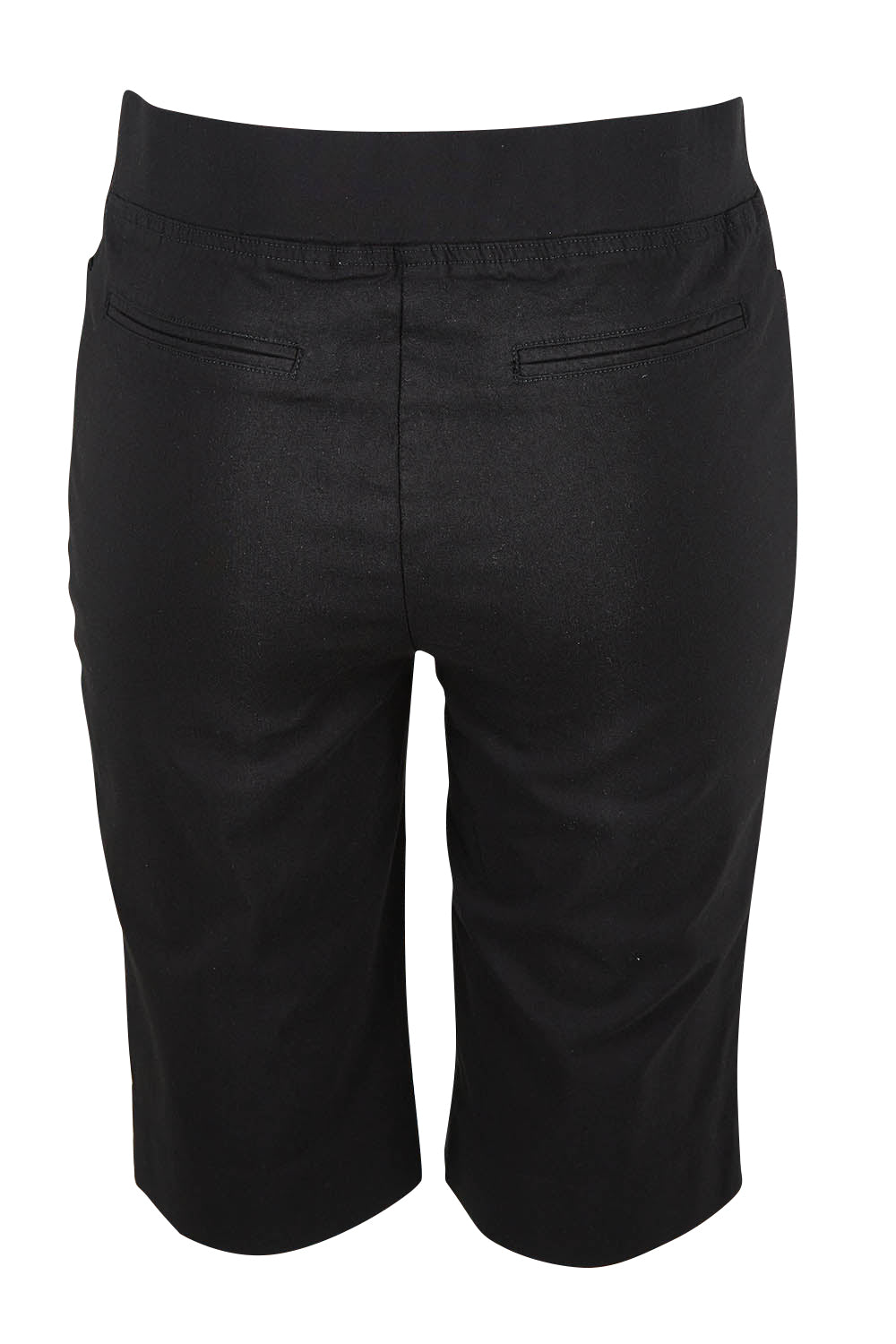 Product shot of the Bermuda Bengaline Short in colour Black (Black), from the back