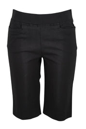 Product shot of the Bermuda Bengaline Short in colour Black (Black), from the front