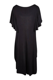 Product shot of the Tahiti Frill Dress in colour Black (Black), from the back