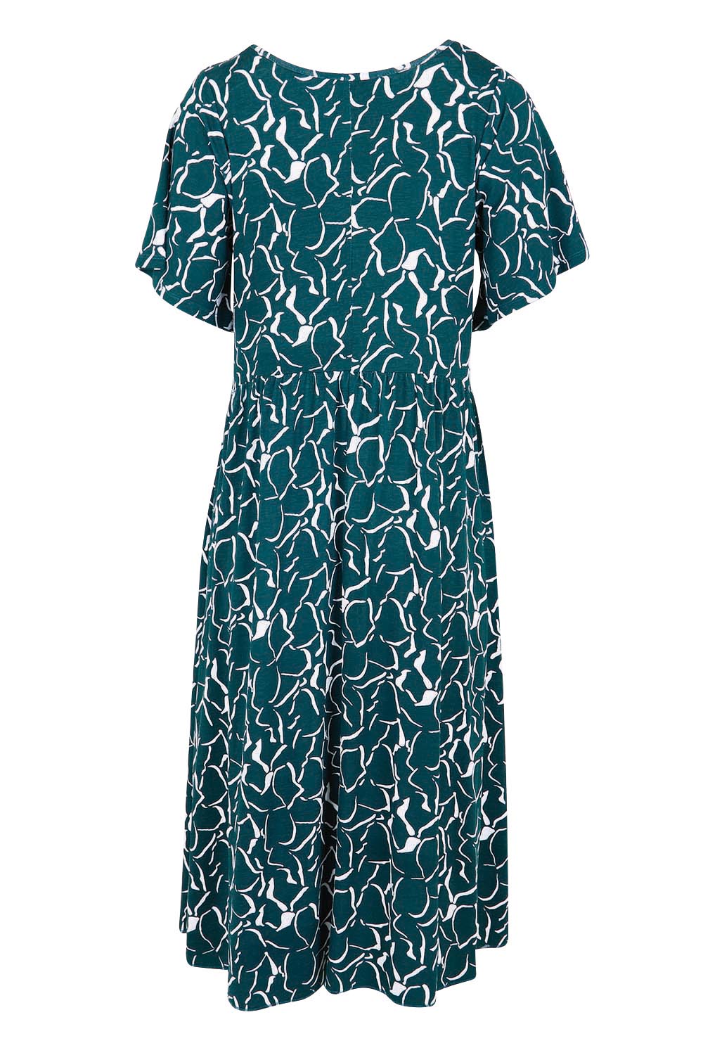 Product shot of the Donna Dress – Teal in colour Teal, from the back