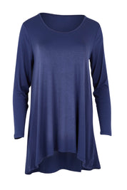 Product shot of the Cairo Tunic Bamboo Top in colour Navy (Blue), from the front