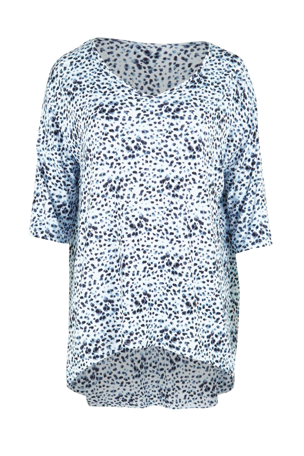 Product shot of the Brielle Bamboo Vin colourNeck Tee - Snowleop (White), from the front