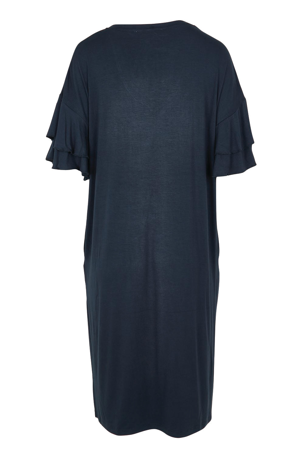 Product shot of the Mykonos Bamboo Dress in colour Petrol (Blue), from the back