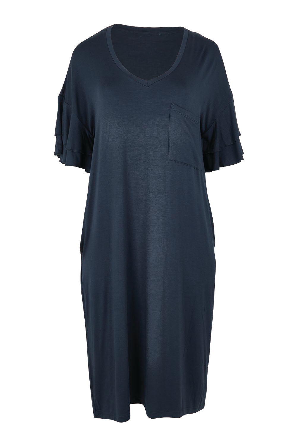 Product shot of the Mykonos Bamboo Dress in colour Petrol (Blue), from the front