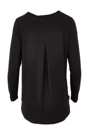 Product shot of the Yasmin Bamboo Long Sleeve Top in colour Black (Black), from the back