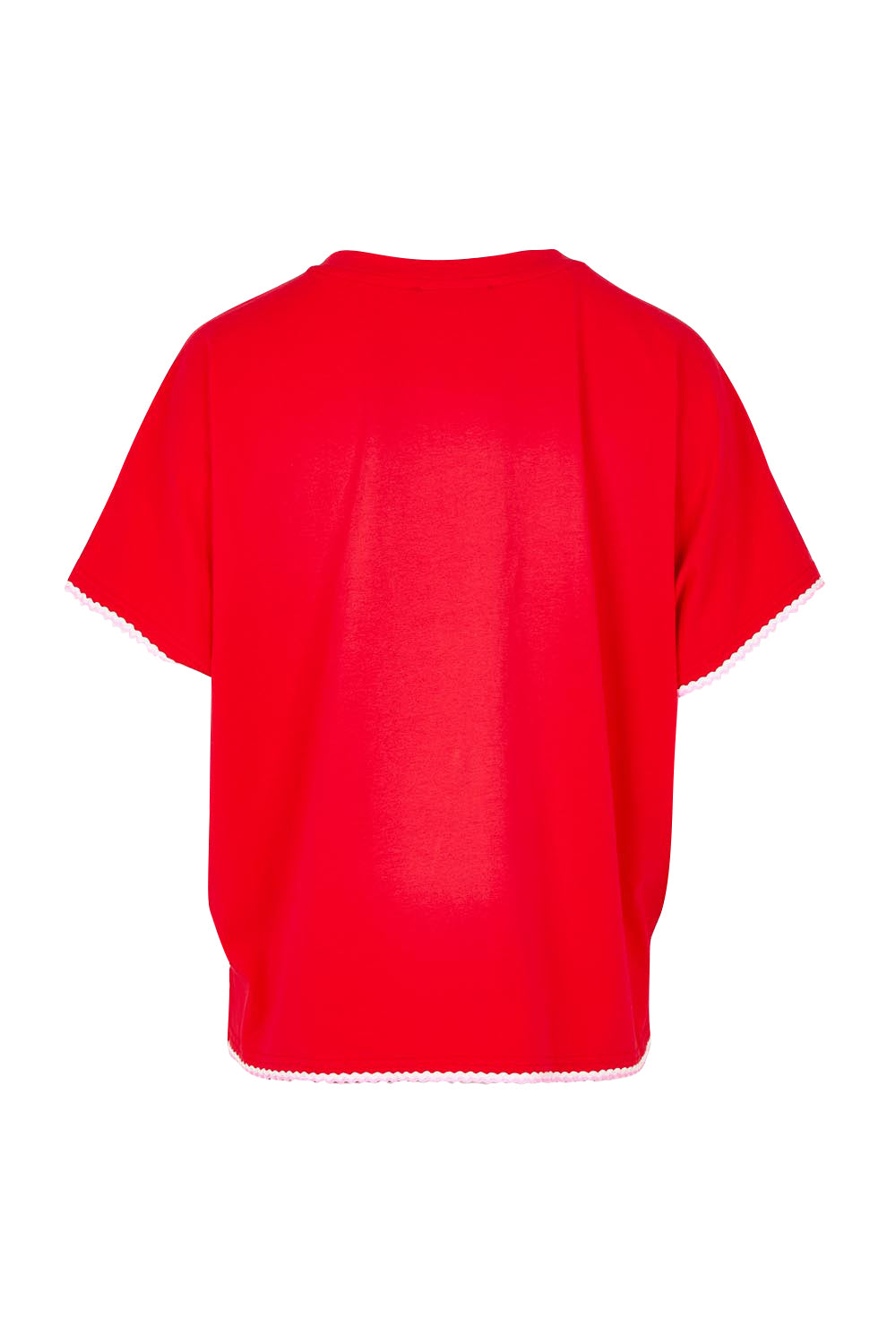 Product shot of the Avalon Cotton Tee in colour Red (Red), from the back