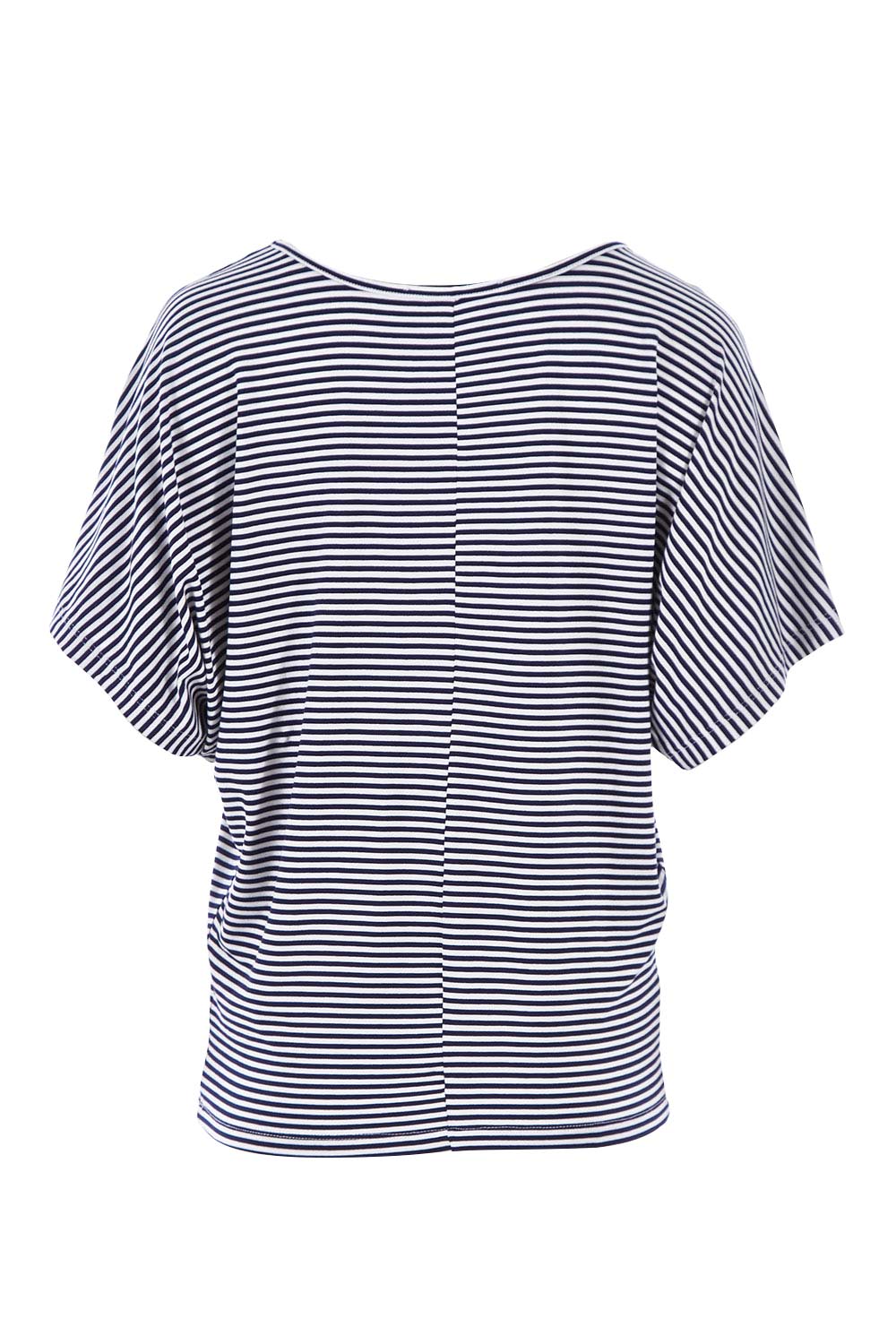 Product shot of the Maui Stretch Tee in colour NavyWhtStr (Blue), from the back