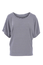 Product shot of the Maui Stretch Tee in colour NavyWhtStr (Blue), from the front