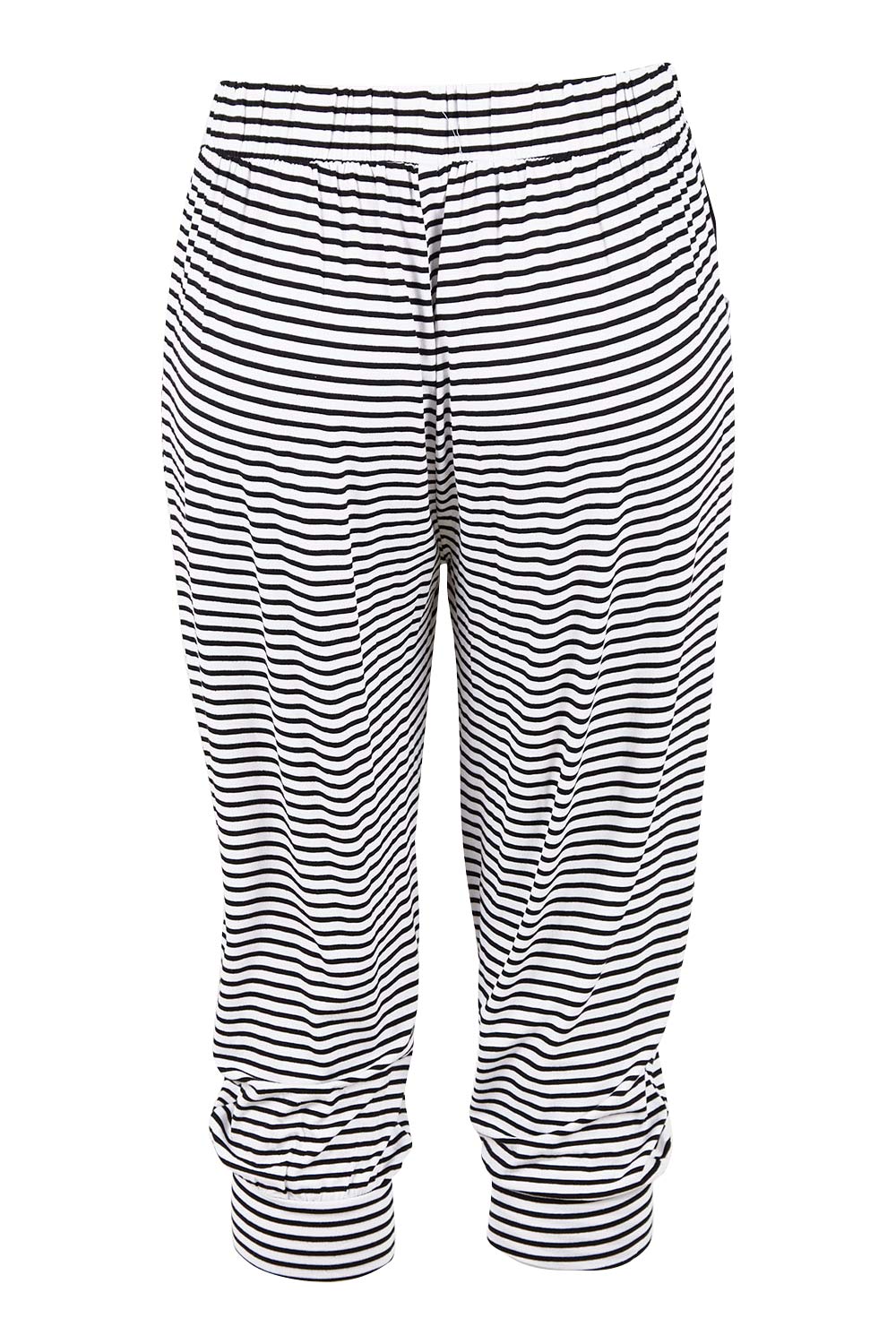Product shot of the Tokyo Stretch 3/4 Pant in colour Noirstripe (Black), from the back