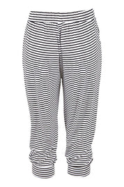 Product shot of the Tokyo Stretch 3/4 Pant in colour Noirstripe (Black), from the back