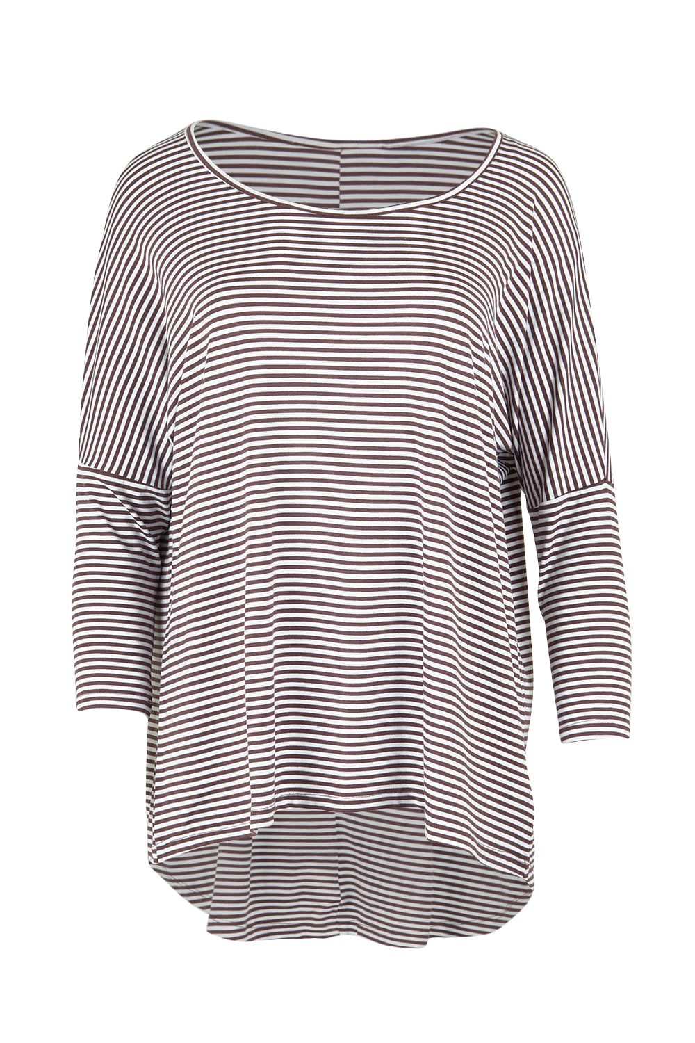 Product shot of the Milan 3/4 Sleeve Top in colour Nutmegstr, from the front