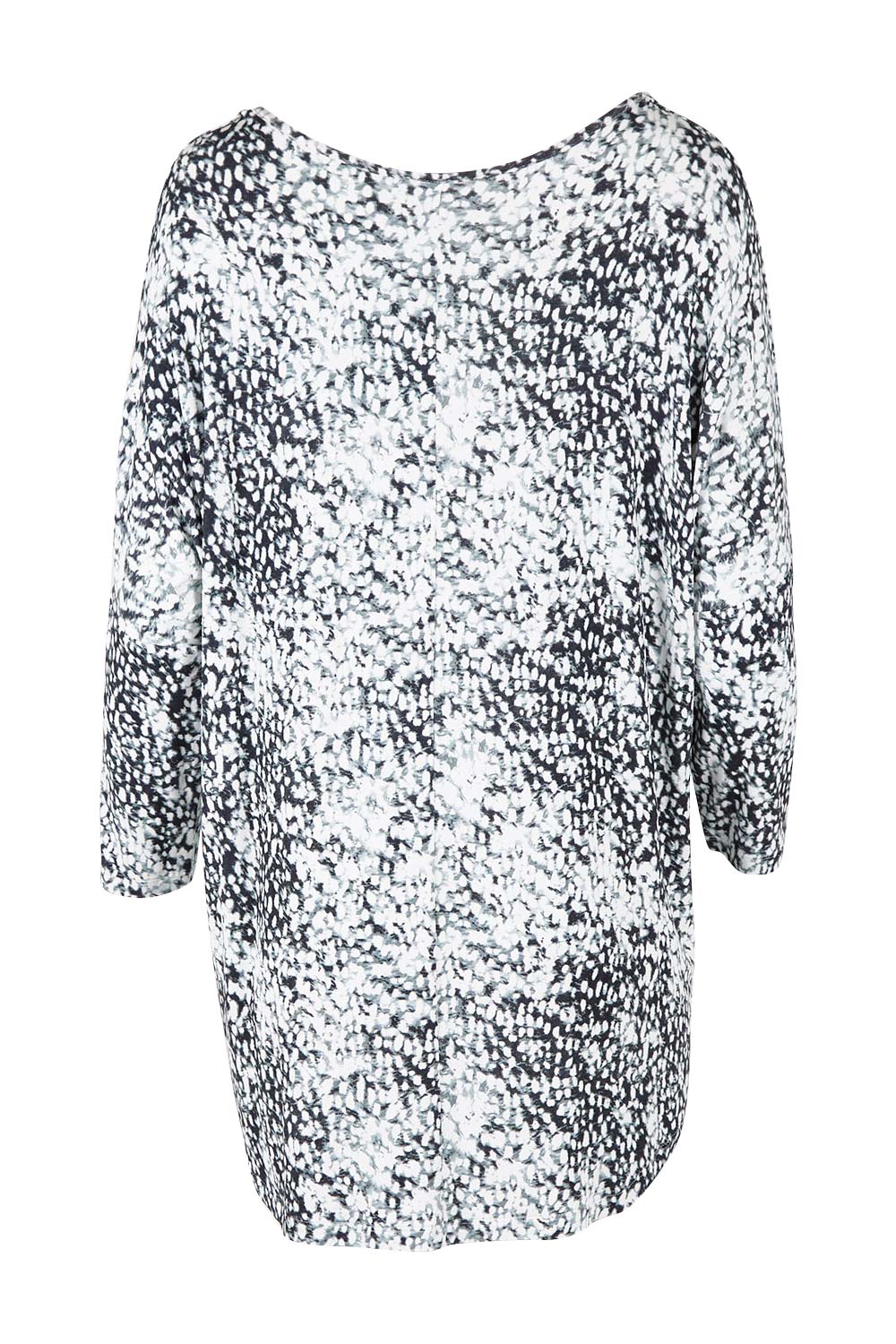 Product shot of the Millan 3/4 Sleeve Top in colour Spotty (White), from the back