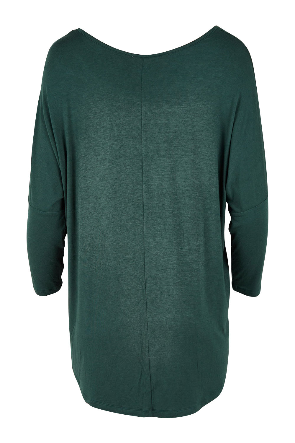 Product shot of the Milan Stretch Top in colour Ivy (Green), from the back
