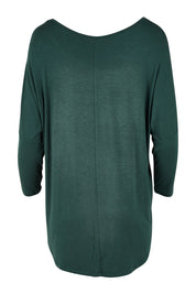 Product shot of the Milan Stretch Top in colour Ivy (Green), from the back