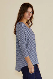 Milan Stretch Top - NavyWhtStr