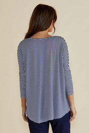 Milan Stretch Top - NavyWhtStr