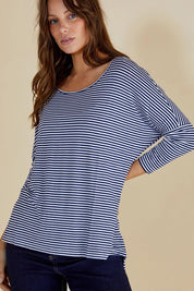 Milan Stretch Top - NavyWhtStr