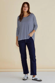 Milan Stretch Top - NavyWhtStr