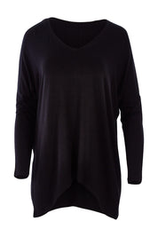 Product shot of the Geneva Vin colourNeck Top - Black (Black), from the front