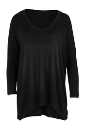 Product shot of the Geneva Tee in colour Black (Black), from the front