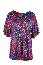 Product shot of the Ripon Top in colour Confetti (Blue), from the front