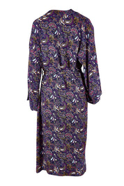 Product shot of the Roya Robe in colour Paisley (Blue), from the back