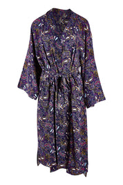 Product shot of the Roya Robe in colour Paisley (Blue), from the front