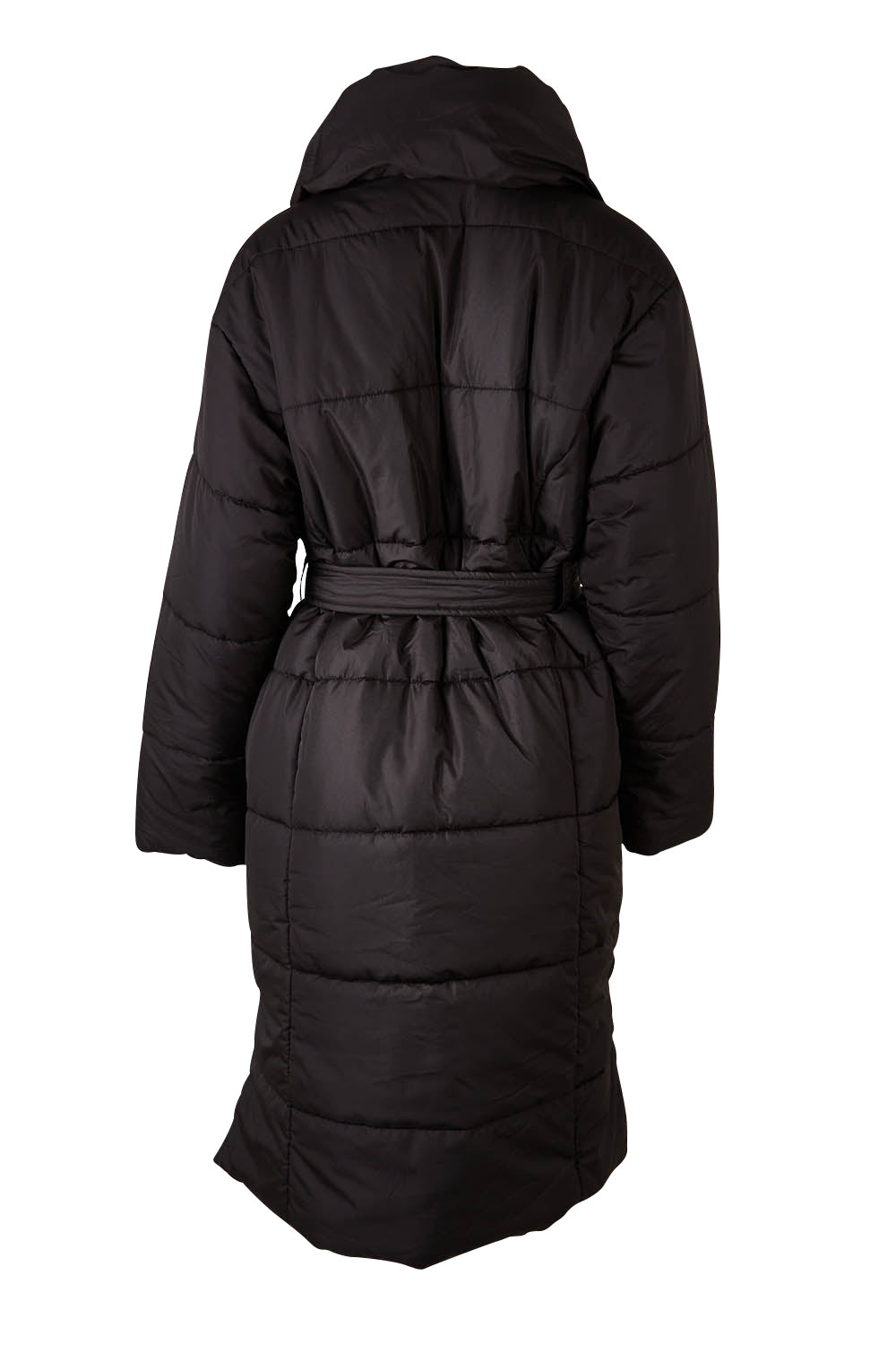 Product shot of the Shawl Puffer Jacket in colour Black (Black), from the back
