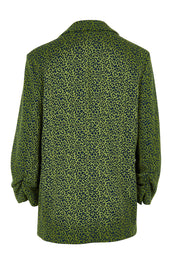 Product shot of the Leopard Jacquard Blazer in colour Leopard (Green), from the back