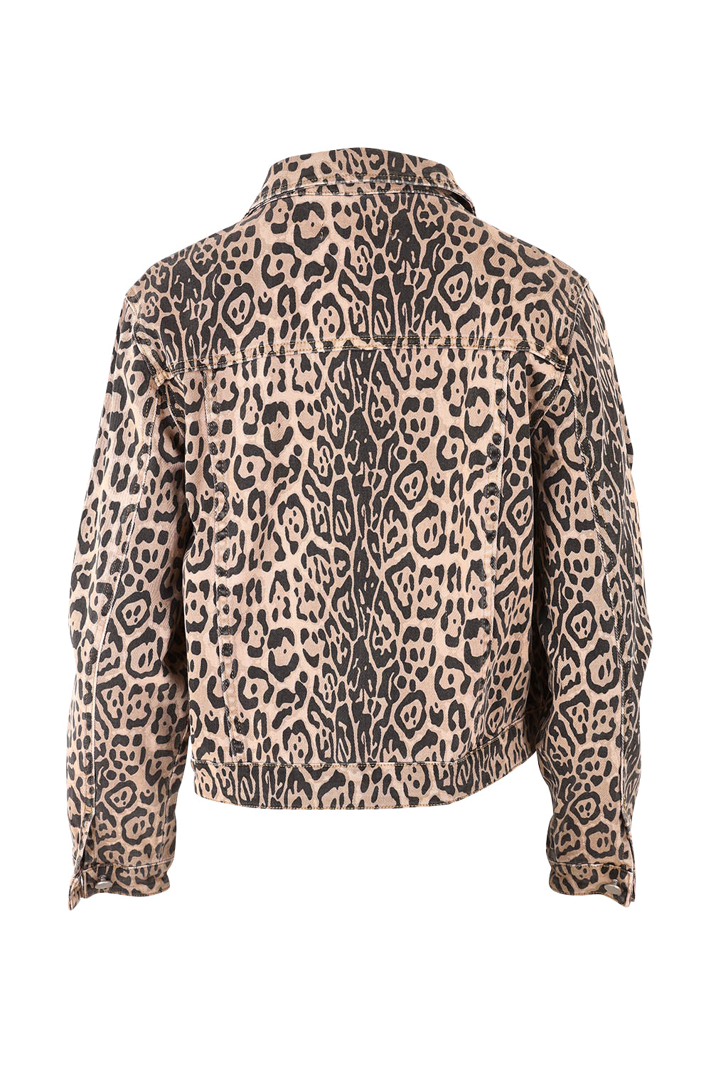 Product shot of the Lucca Leopard Print Jacket in colour Leopard, from the back