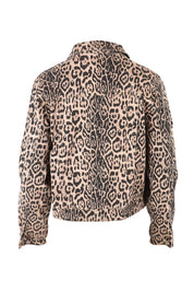 Product shot of the Lucca Leopard Print Jacket in colour Leopard, from the back