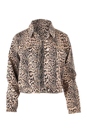 Product shot of the Lucca Leopard Print Jacket in colour Leopard, from the front