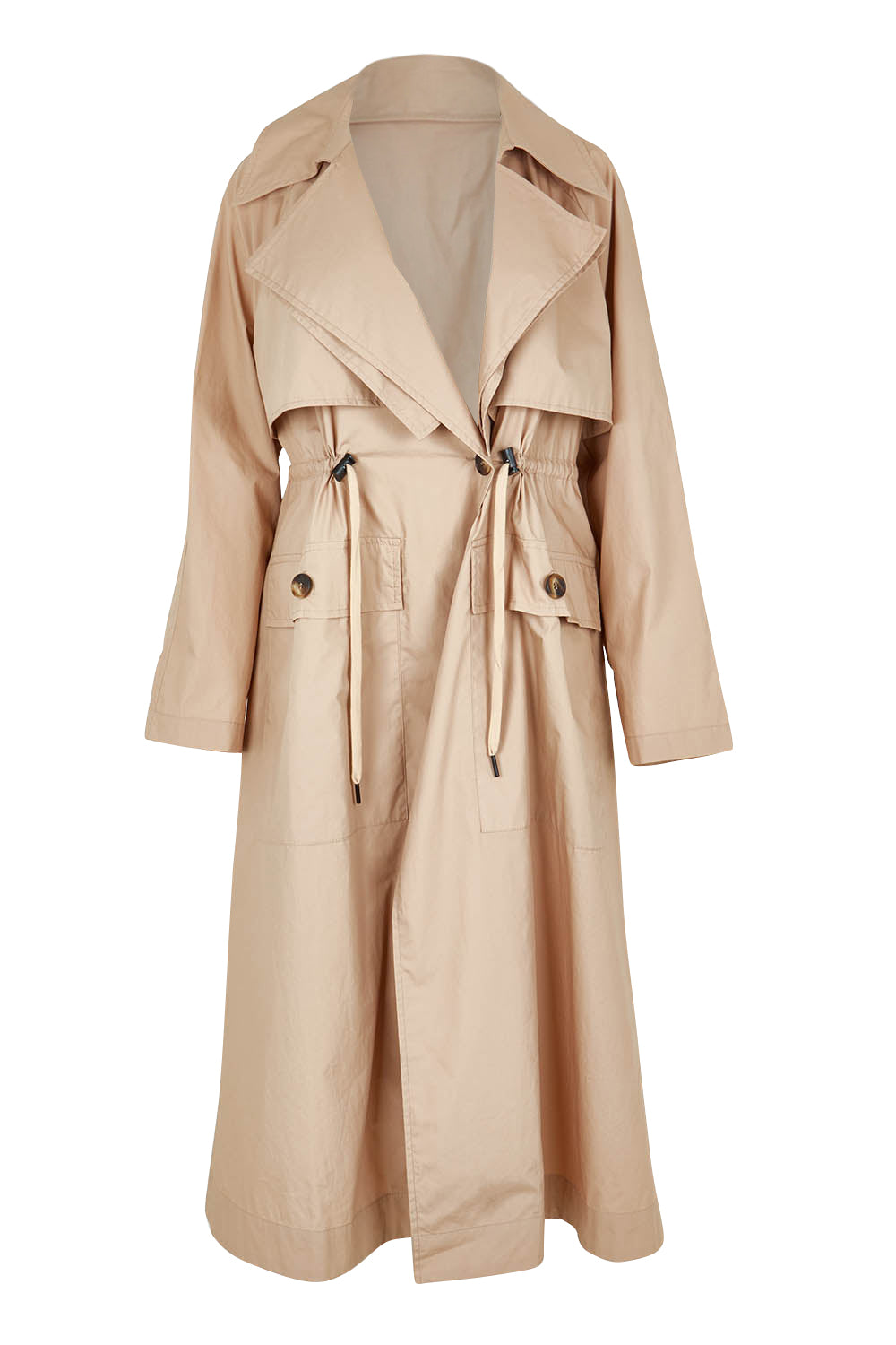 Product shot of the Parker Coat in colour Pebble, from the front