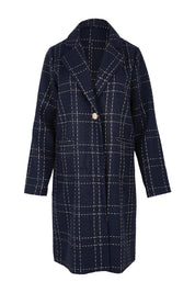 Product shot of the Genevieve Coat in colour Navycheck (Blue), from the front