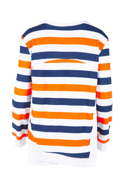 Product shot of the Ryder Sweat in colour Stripe (Blue), from the back
