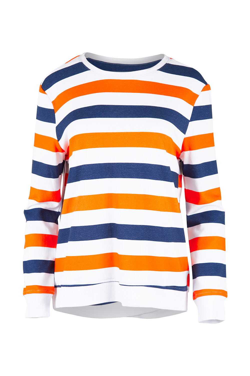 Product shot of the Ryder Sweat in colour Stripe (Blue), from the front