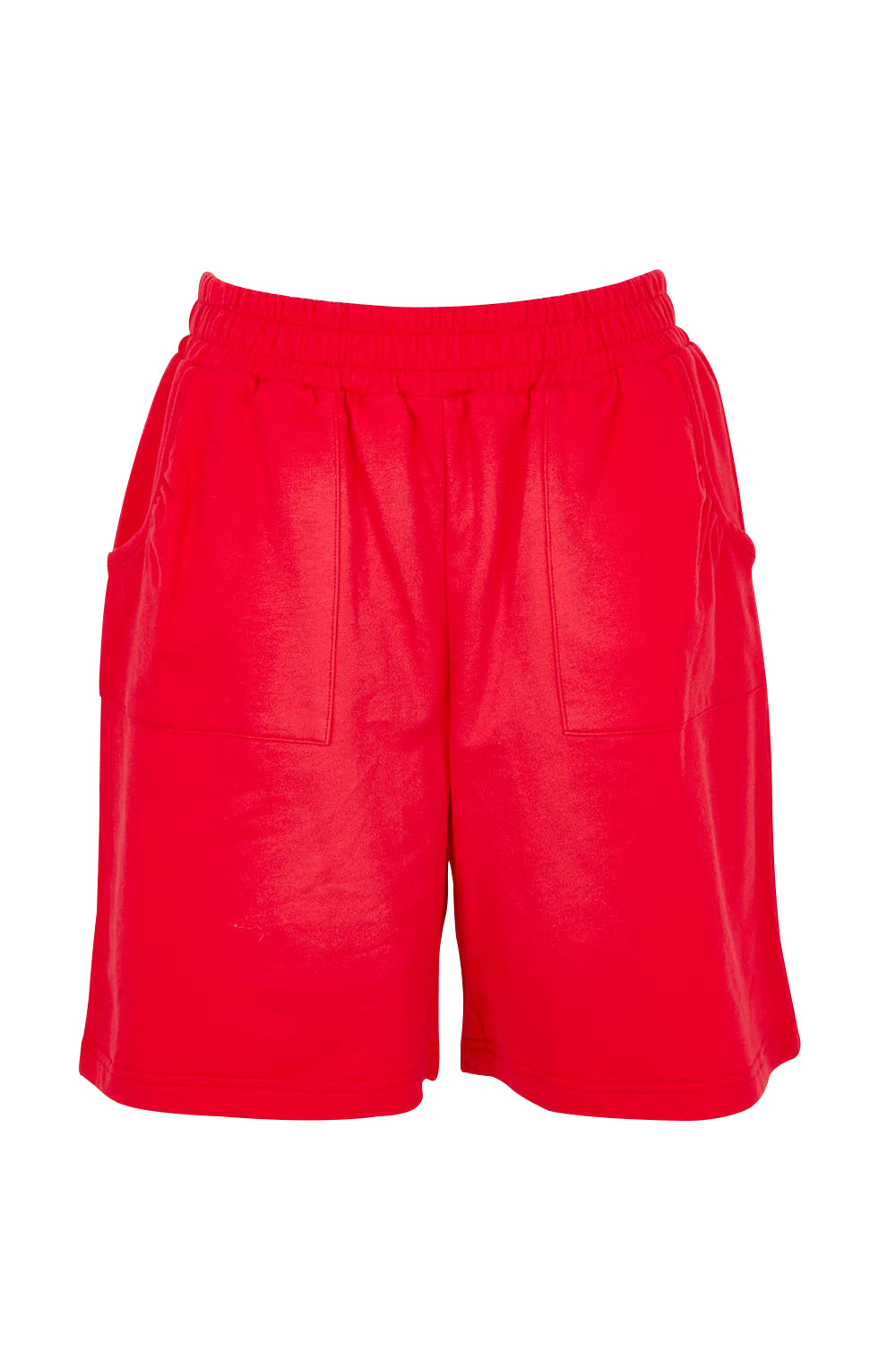 Product shot of the Harvard Cotton Short in colour Red (Red), from the front