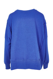 Product shot of the Mykie Cotton Blend Jumper in colour Blue (Blue), from the back