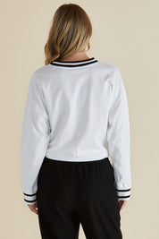 A model wearing the Marais Cotton Sweat in colour White (White), from the back