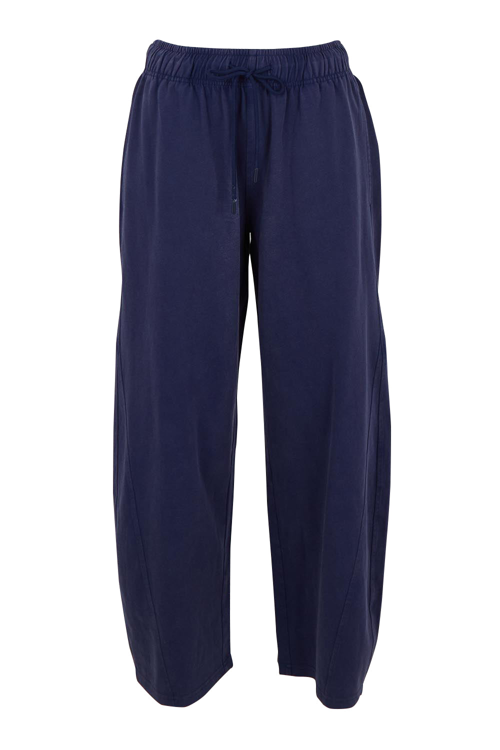 Product shot of the Barrel Leg Cotton Sweatpant in colour Navy (Blue), from the front