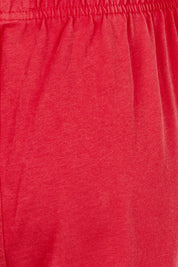 Product shot of the Barrel Leg Cotton Sweatpant in colour Red (Red), detail